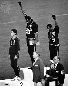 Tommie Smith American John Carlos fists Olympic 1968